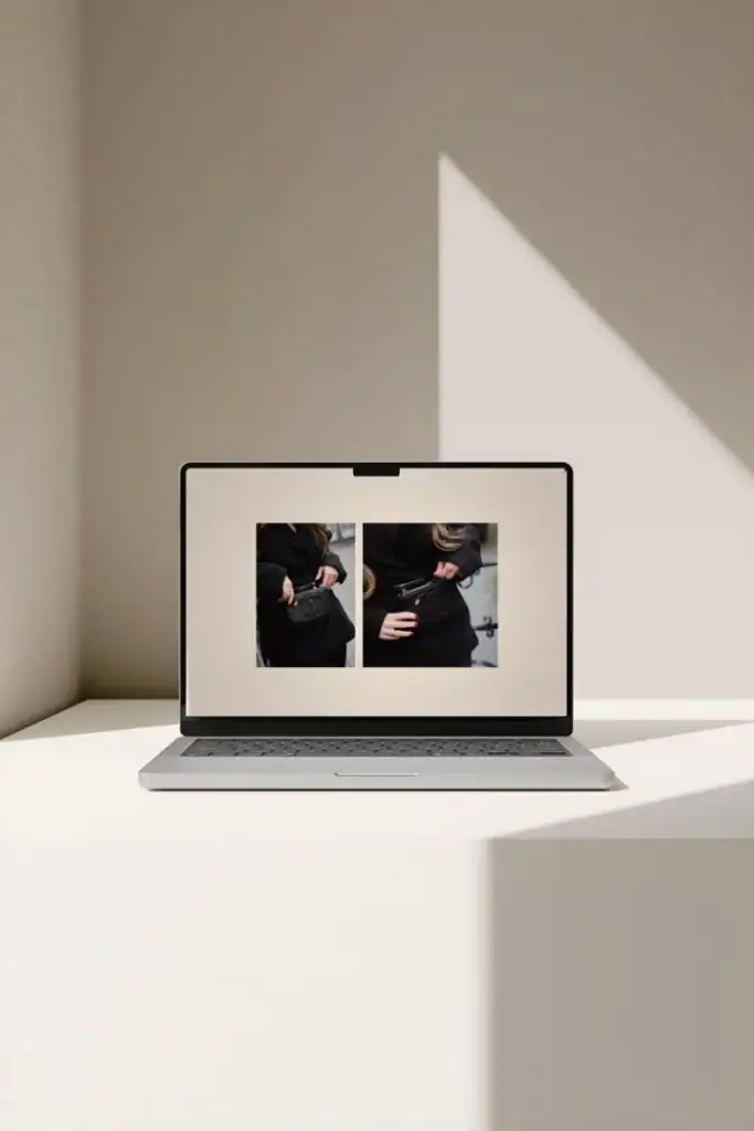 Laptop met afbeelding van een Chanel handtas